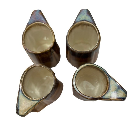 Rodolfo Padilla Vintage Drip Glaze Stoneware Mugs Set of 4 Signed - Picture 2 of 4